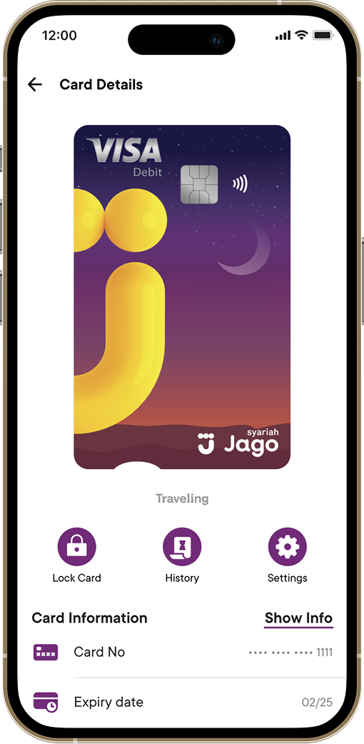 Tampilan Kartu Debit di aplikasi Jago Syariah