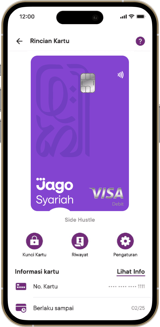 Debit Card screen in the Jago Syariah app