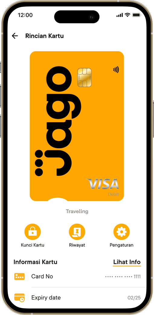 Tampilan Kartu Debit di aplikasi Jago